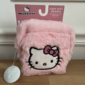Hello Kitty Cozy Gift Bundle Embroidered Socks (sz4-10) & Eye Mask Pouch